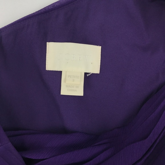 J. Crew Purple Silk One Shoulder Cocktail Dress 2P - Picture 4 of 8